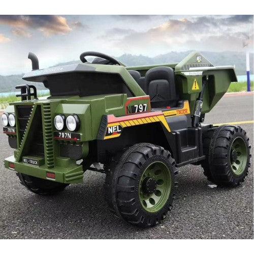 Two Seaters 4×4 Off-Road 12 V Ride On Camoflage Dump Truck with 2.4G Remote - Toytexx Two Seaters 4×4 Off-Road 12 V Ride On Camoflage Dump Truck with 2.4G Remote - Toytexx